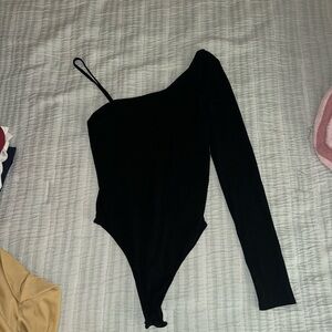 American Eagle Outfitters Black One-Shoulder Bodysuit